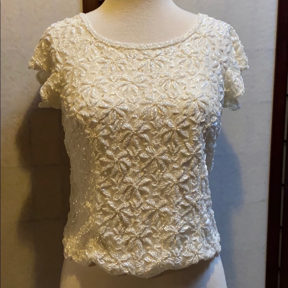 White Sequence Formal Blouse - image 1